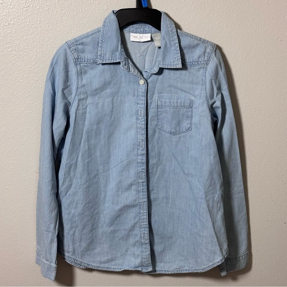 Children’s Place Girls Button Down Denim Shirt Long Size Size 10/12 - Picture 2 of 7